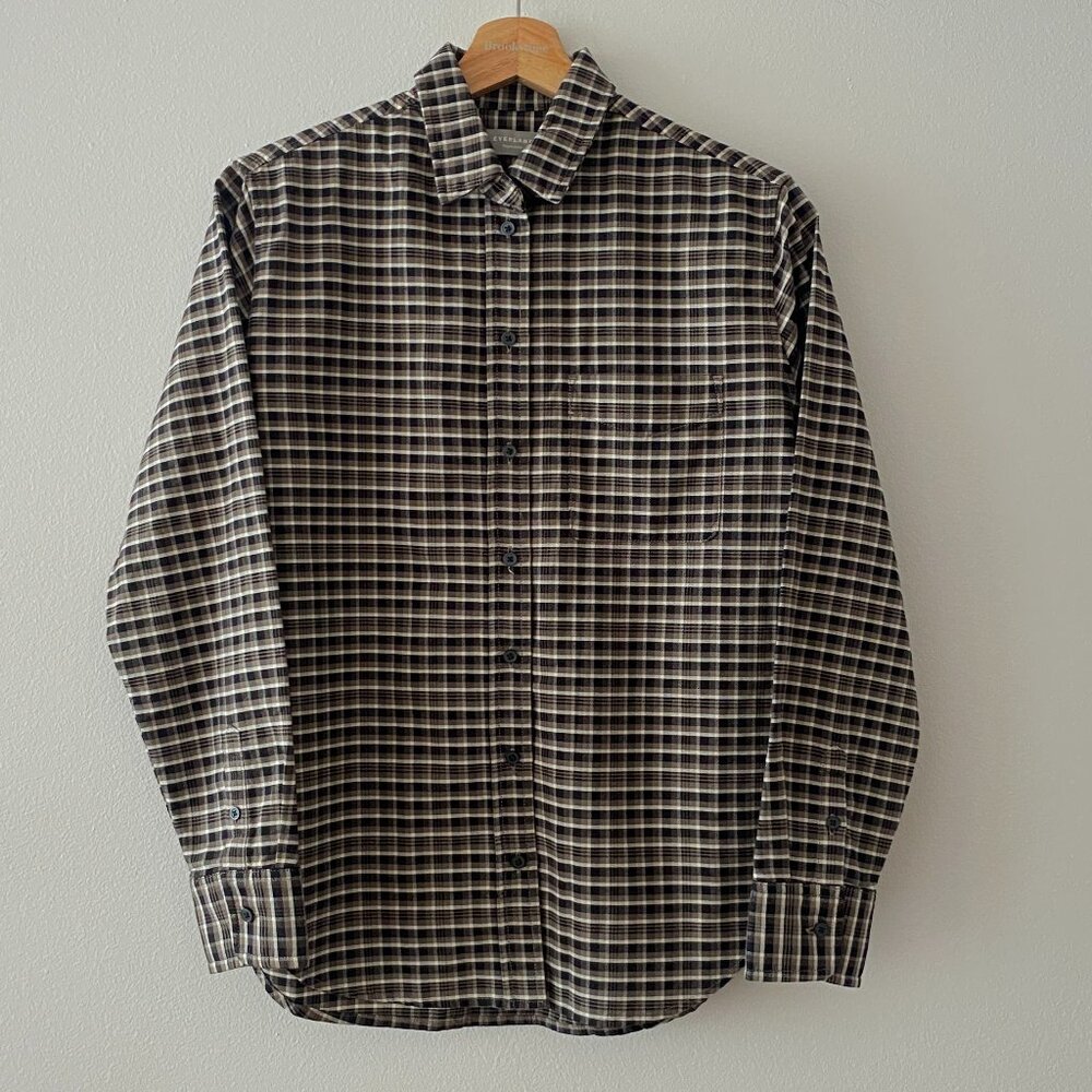 NWT Everlane The Relaxed Oxford Shirt, Falcon Mini Plaid, Size 4